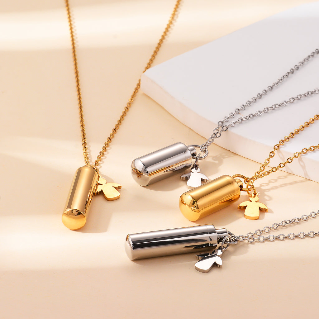 Damen Kette mit personalisierbarem Anhänger im Stil einer Kapsel Shop Nory