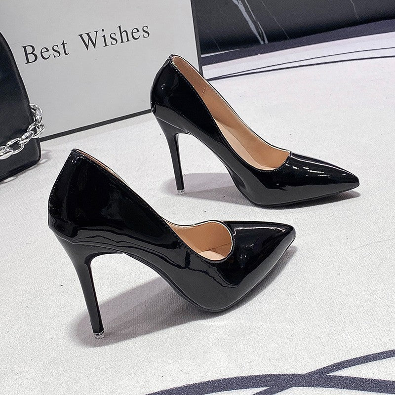 Damen elegante spitze High Heels mit glänzendem Finish
