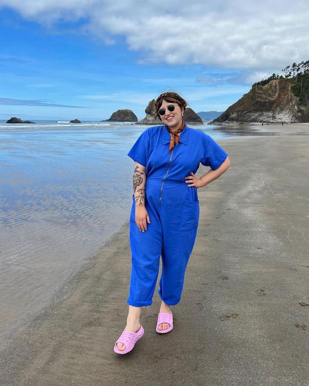 Damen legerer Jumpsuit mit praktischen Taschen und Reißverschluss