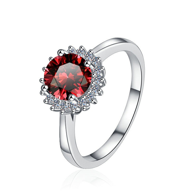 Damenring mit elegantem facettiertem Hauptstein und funkelndem Zirkonia-Besatz Shop Nory
