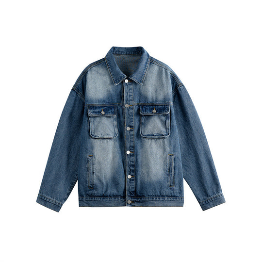 Herren Oversize-Jeansjacke mit Used-Waschung, aufgesetzten Brusttaschen und Knopfverschluss Shop Nory