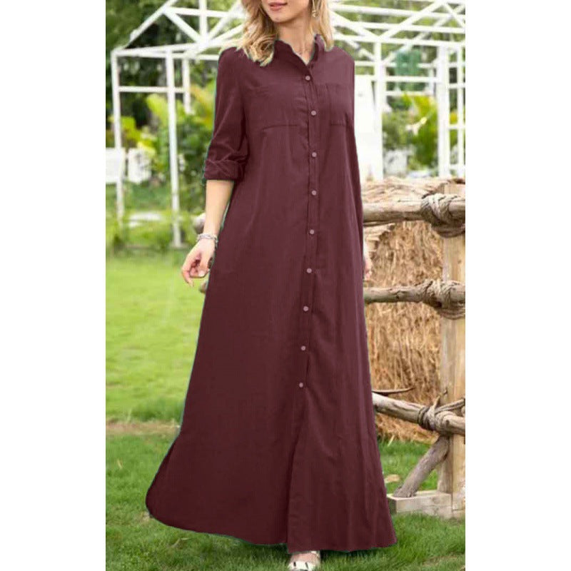 Damen Langarmhemdkleid mit Knopfdetails und raffiniertem Schnitt