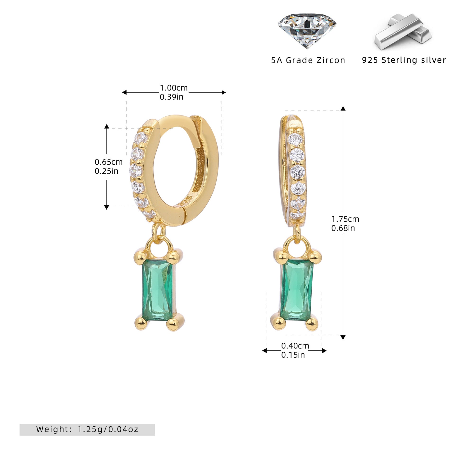 Damen Ohrstecker mit funkelnden Zirkon-Anhängern und hochwertigem 925 Sterling Silber Shop Nory