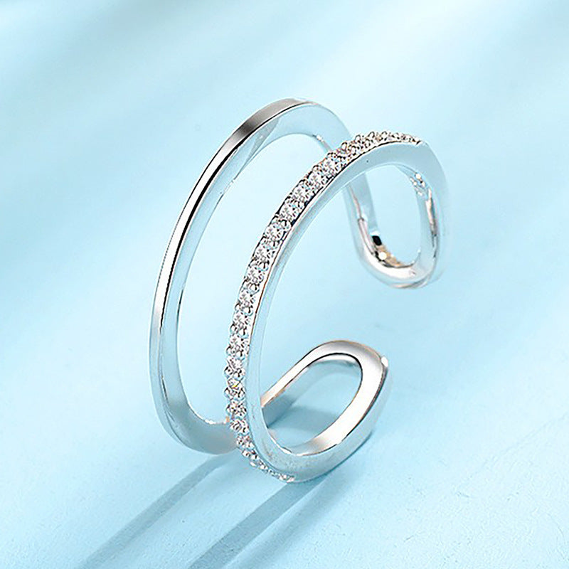 Damen Offener Ring mit funkelndem Zirkonia-Besatz Shop Nory
