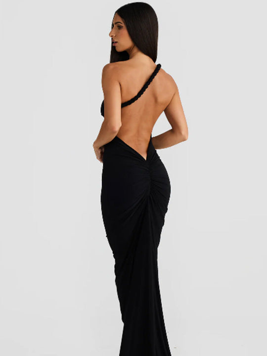 Damen figurbetontes Abendkleid mit elegantem Halterdesign und schwingendem Saum Shopnory