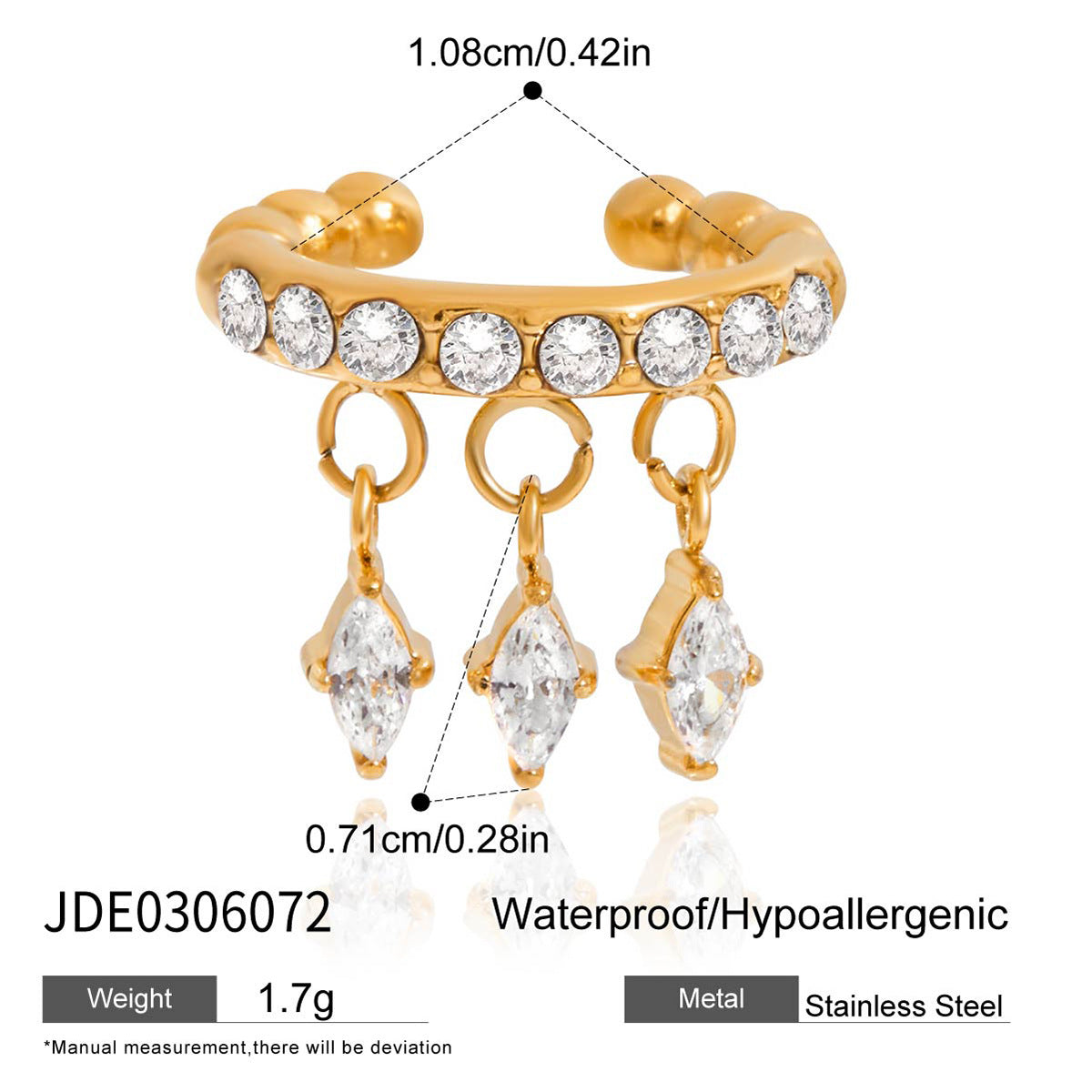 Damen Eleganter Haute Couture Ohrcuff mit Kristallen Shop Nory
