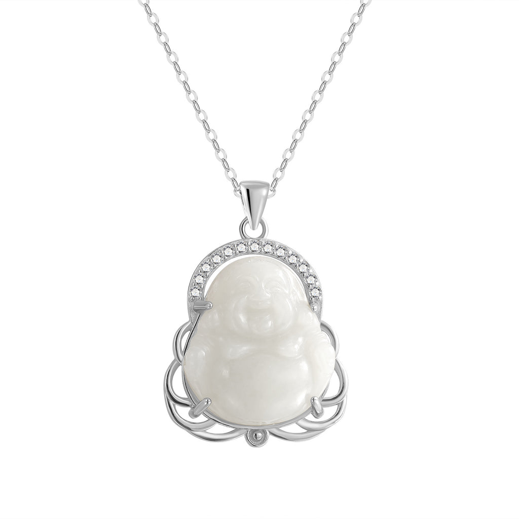 Damen Halskette mit Buddha-Anhänger und funkelnden Zirkonia Shop Nory