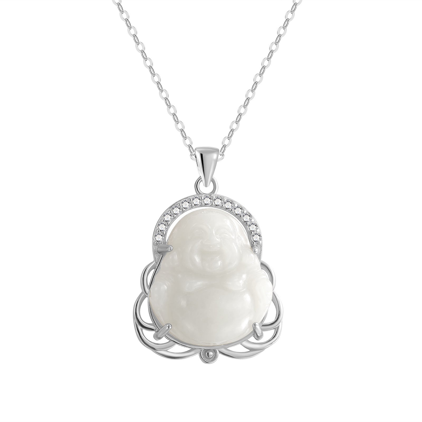 Damen Halskette mit Buddha-Anhänger und funkelnden Zirkonia Shop Nory