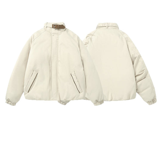 Damen Wattierter Boxy-Bomber mit hochschließendem Schnallenkragen und schrägen Reißverschlusstaschen Shop Nory