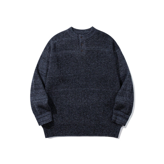 Herren Grobstrick-Henleypullover mit halber Knopfleiste und Rippbündchen Shop Nory