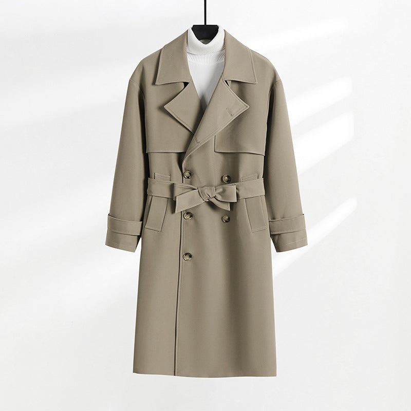 Damen taillierter Doppelreiher-Trenchcoat mit Bindegürtel und Schalkragen Shop Nory