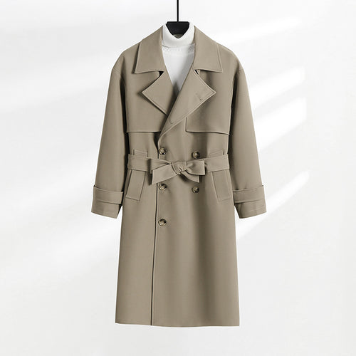 Damen taillierter Doppelreiher-Trenchcoat mit Bindegürtel und Schalkragen Shop Nory