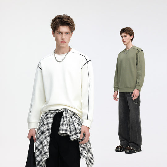 Herren Oversize Rippstruktur-Langarmshirt mit Kontrastnähten Shop Nory
