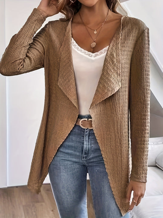 Damen Wasserfall-Blazer aus Crinkle-Struktur, leicht und offen Shop Nory