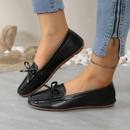 Damen Mokassins mit elegantem Schleifenakzent und weicher Sohle