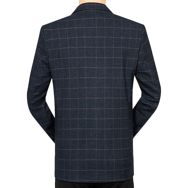 Herren Kariertes Slim-Fit City-Blazer mit Fensterkaro und Pattentaschen Shop Nory