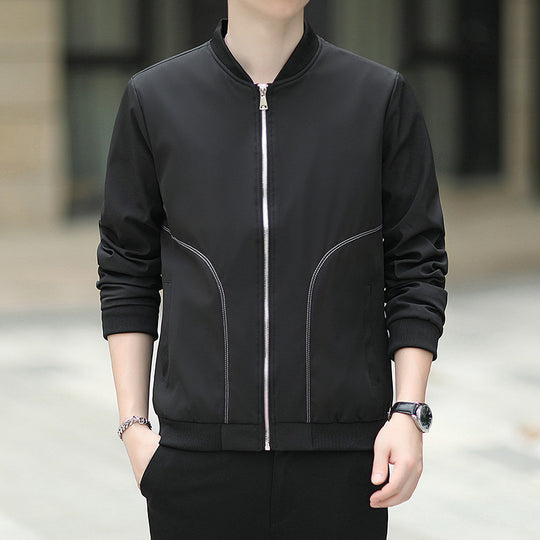 Herren leichter Nylon-Bomber mit minimalistischem Design und gerippten Bündchen Shop Nory