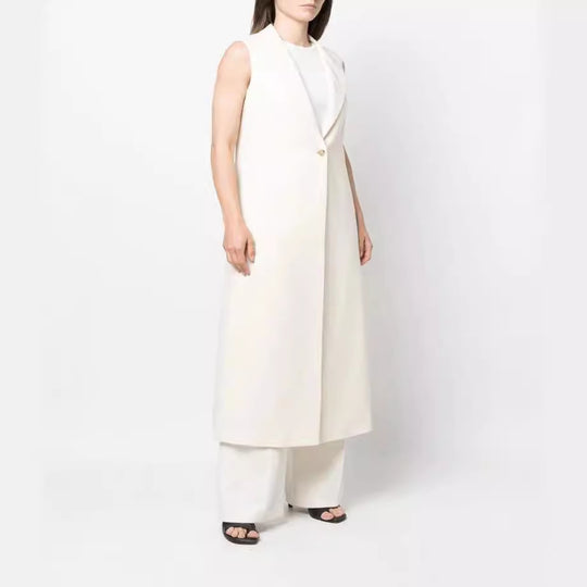 Damen Ärmelloser Longcoat im Blazerstil mit Schalkragen und taillierter Nahtführung Shop Nory