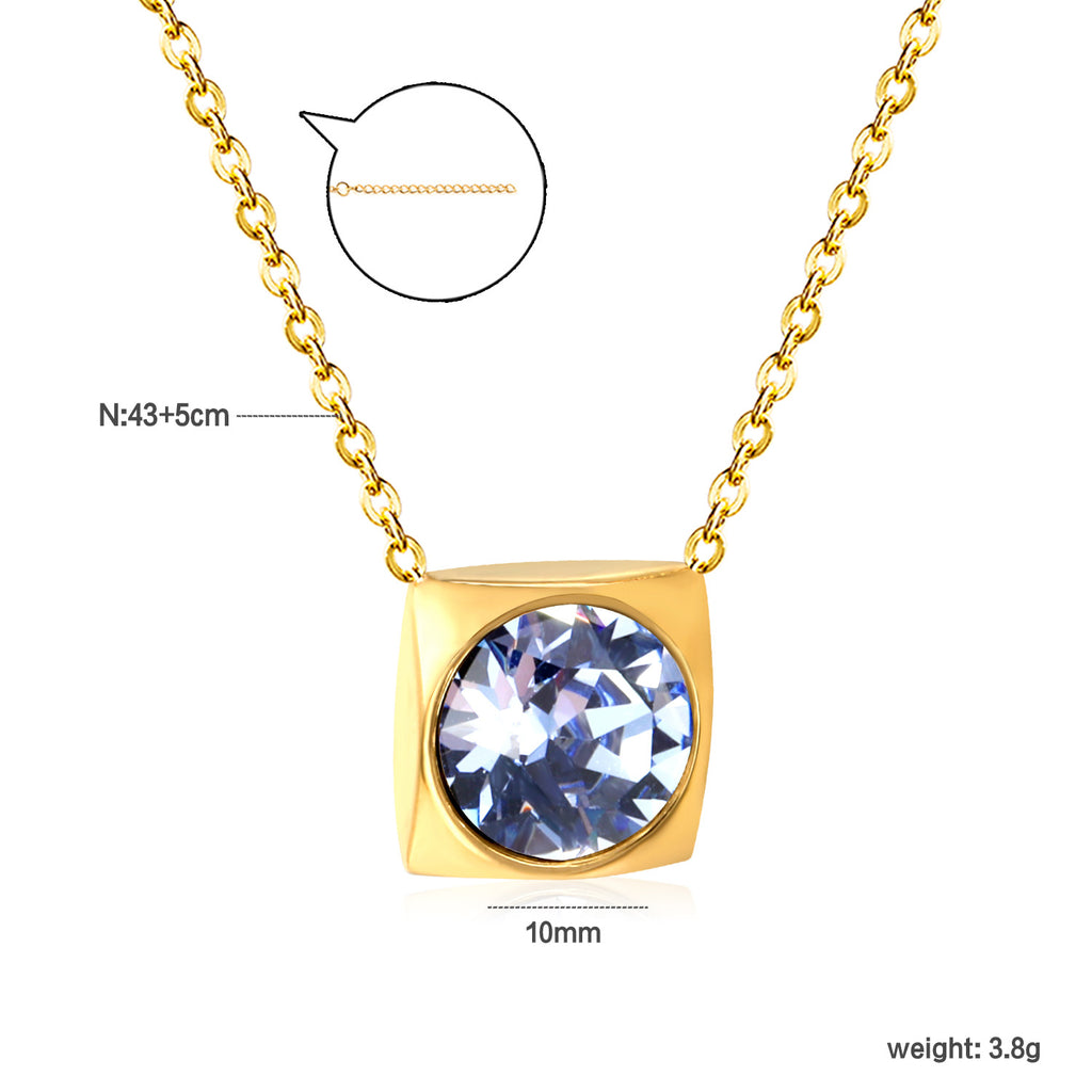 Damen Halskette mit quadratischem Kristallanhänger aus hochwertigem Edelstahl Shop Nory