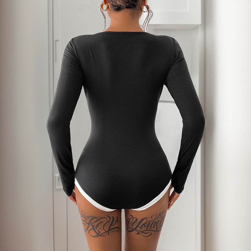 Damen Eleganter Langarm-Bodysuit Shop Nory