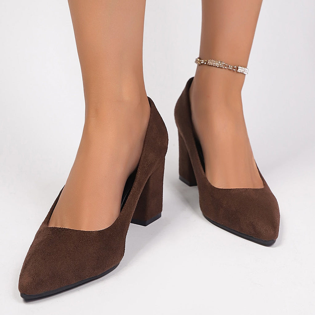 Damen elegante High Heel Pumps mit robustem Blockabsatz Shopnory
