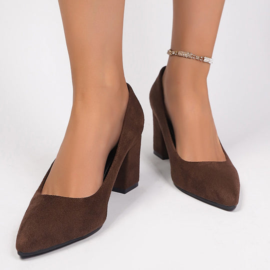 Damen elegante High Heel Pumps mit robustem Blockabsatz Shopnory