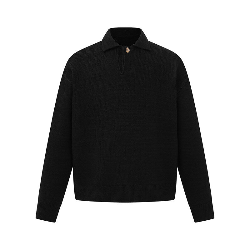 Herren Boxy-Strickpullover mit Polokragen und halber Knopfleiste Shop Nory