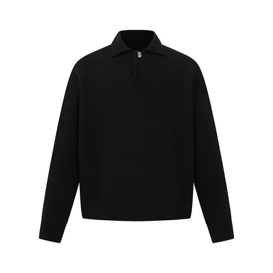 Herren Boxy-Strickpullover mit Polokragen und halber Knopfleiste Shop Nory