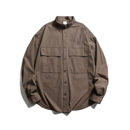 Herren Karo-Hemdjacke mit Stehkragen und aufgesetzten Brusttaschen Shop Nory