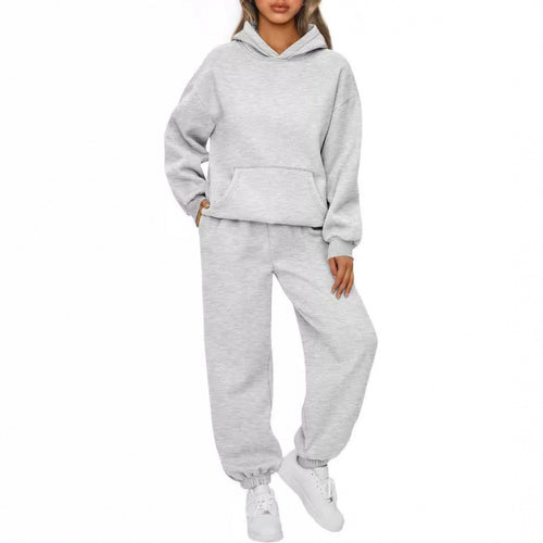 Damen nan Oversize Kapuzenpullover und Fleece Jogginghose Set mit Kängurutasche Shop Nory