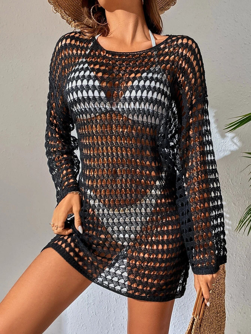 Damen Netz-Strandkleid