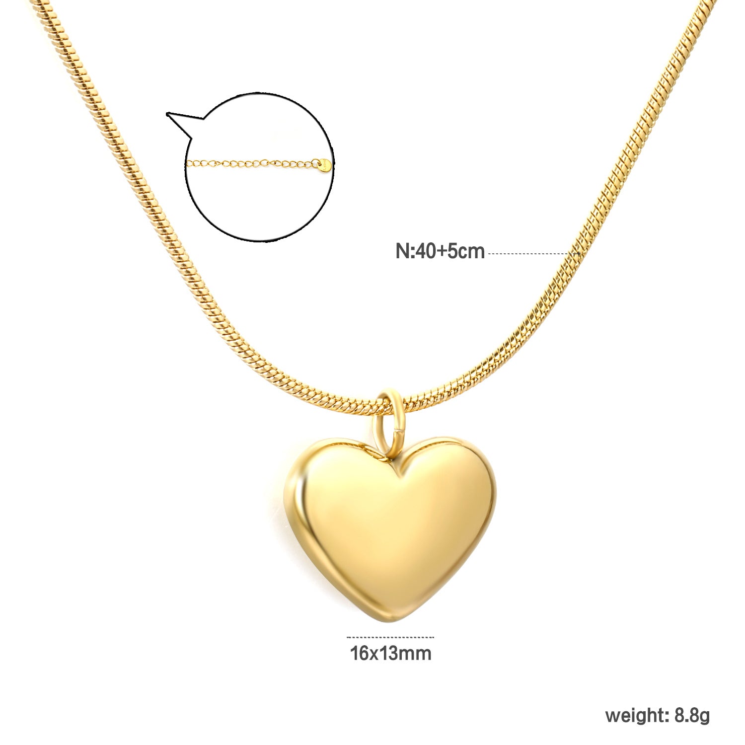 Damen Halskette mit herzförmigem Anhänger aus hochwertigem Edelstahl Shop Nory