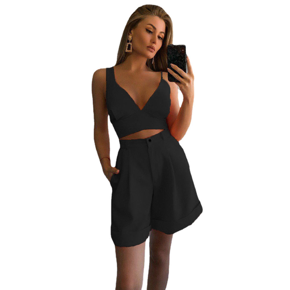 Damen Zweiteiliges Ensemble mit Crop-Top und Shorts Shopnory