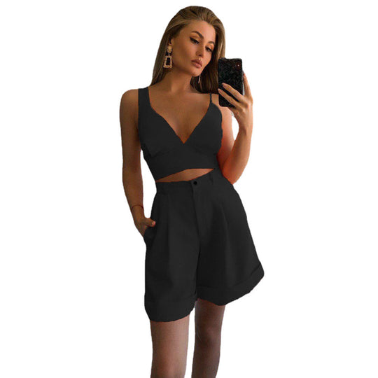 Damen Zweiteiliges Ensemble mit Crop-Top und Shorts Shopnory