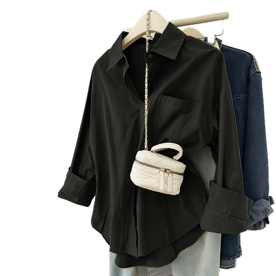 Damen nan oversized Hemdbluse mit Brusttasche, umgeschlagenen Ärmeln und relaxed Fit Shop Nory