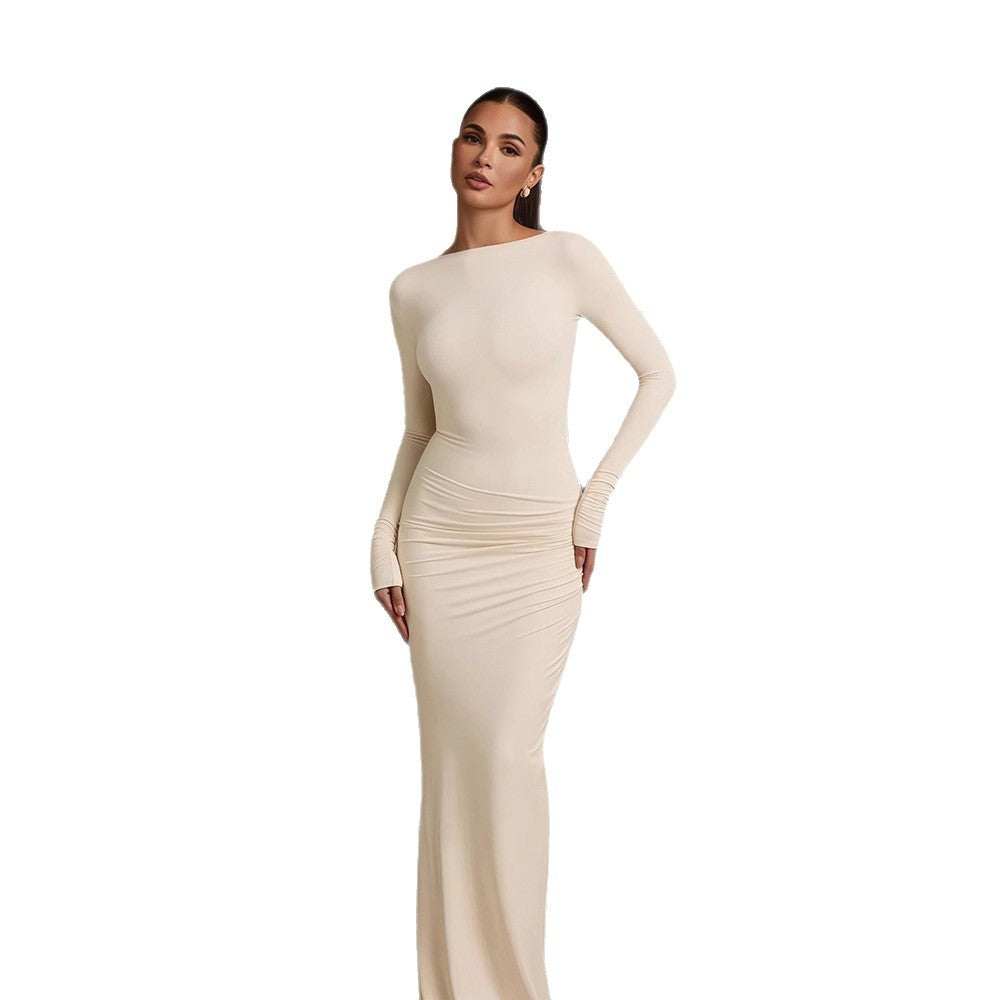 Damen elegantes Abendkleid mit figurbetontem Schnitt und langen Ärmeln