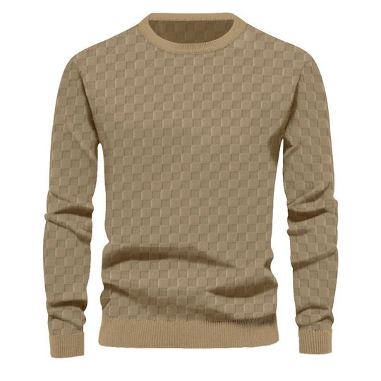 Herren Texturierter Strickpullover mit feiner Karo‑Waffelstruktur & geripptem Saum Shop Nory