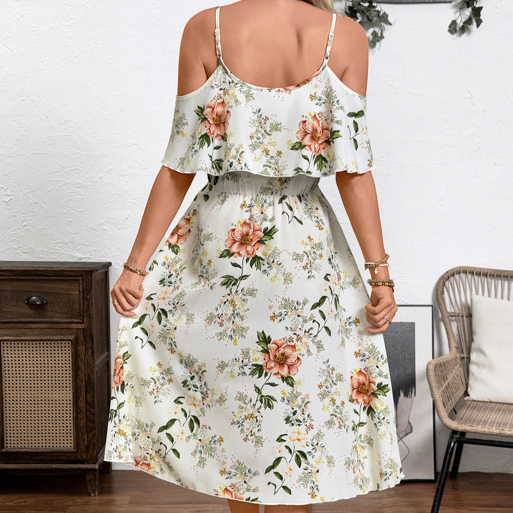 Damen Verspieltes Blumen-Überwurfkleid