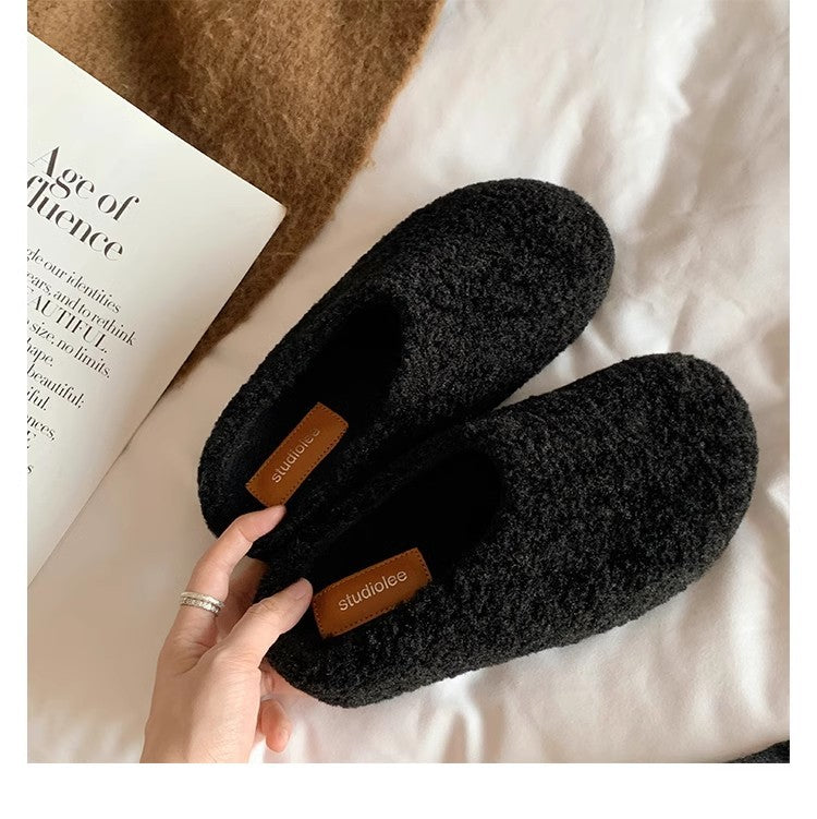 Damen Kuschelige Teddy-Filz Hausschlappen mit geschlossener Kappe und gepolstertem Fußbett Shop Nory