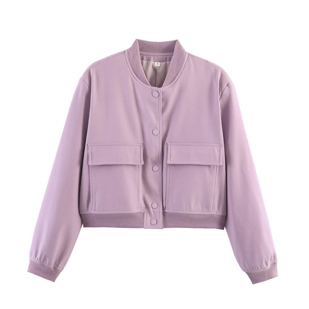 Damen Kurz geschnittene Utility‑Bomberjacke mit großen Klappentaschen und Rippbündchen Shop Nory