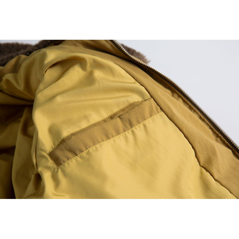 Damen Gekürzte wattierte Bomberjacke mit Teddykragen und aufgesetzten Klappentaschen Shop Nory