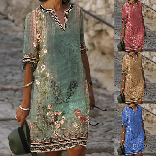 Damen luftiges Sommerkleid mit floralem Design
