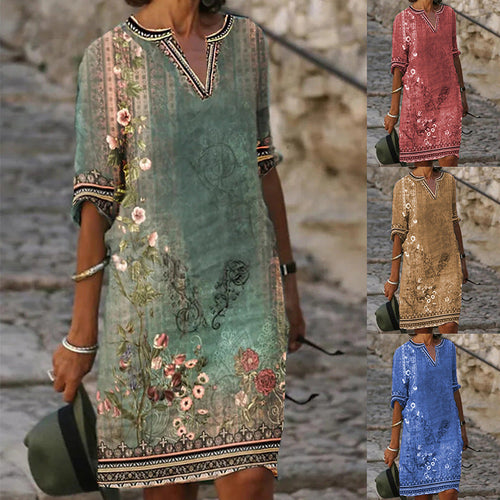 Damen luftiges Sommerkleid mit floralem Design