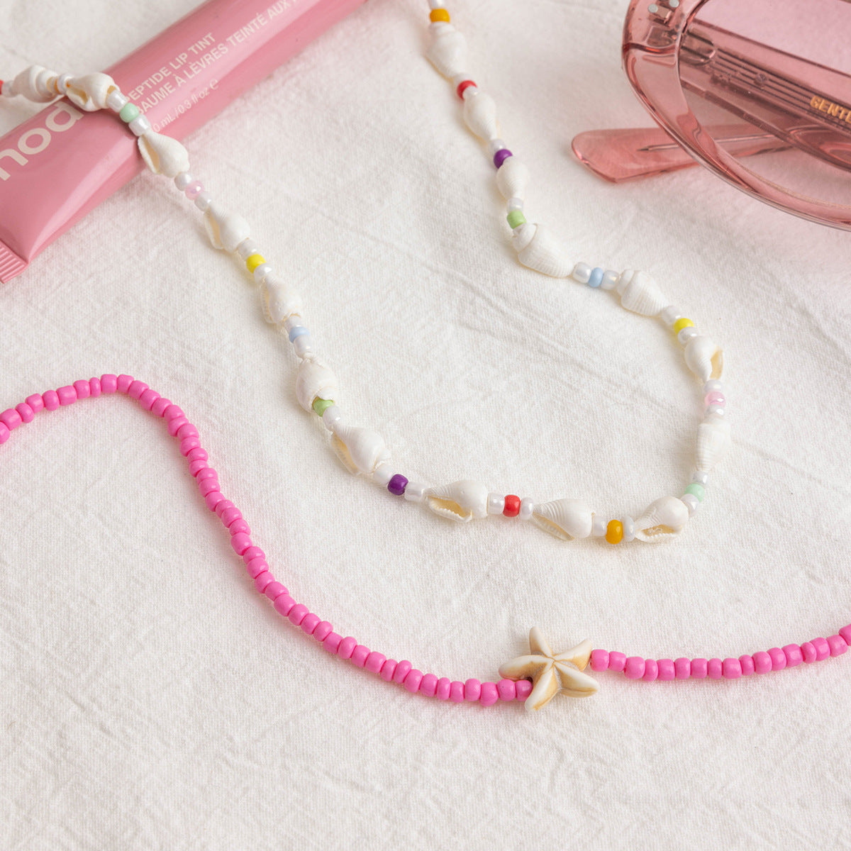 Damen Kette mit buntem Perlenmuster und Seestern-Anhänger Shop Nory