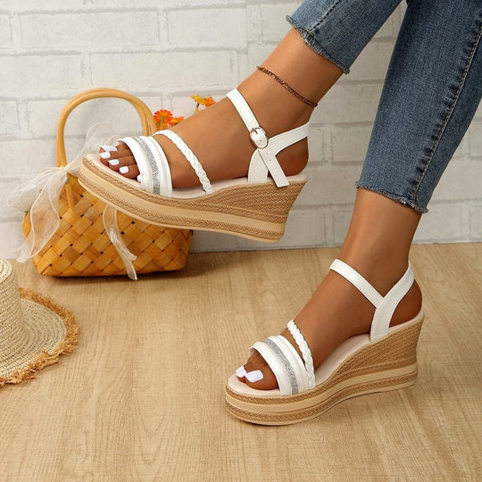 Damen Wedge-Sandalen mit elegantem Riemendesign