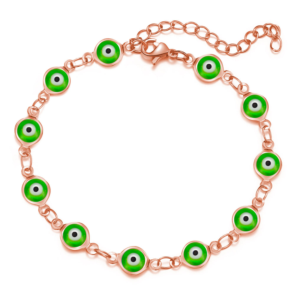 Damen Fußkettchen mit bunten Augenschutz-Anhängern und hochwertiger Gliederkette Shop Nory