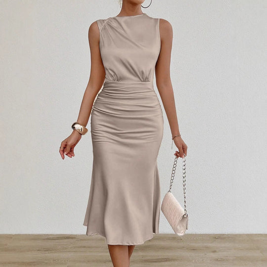 Damen Elegantes Midi-Kleid mit taillierter Passform und raffinierter Raffung