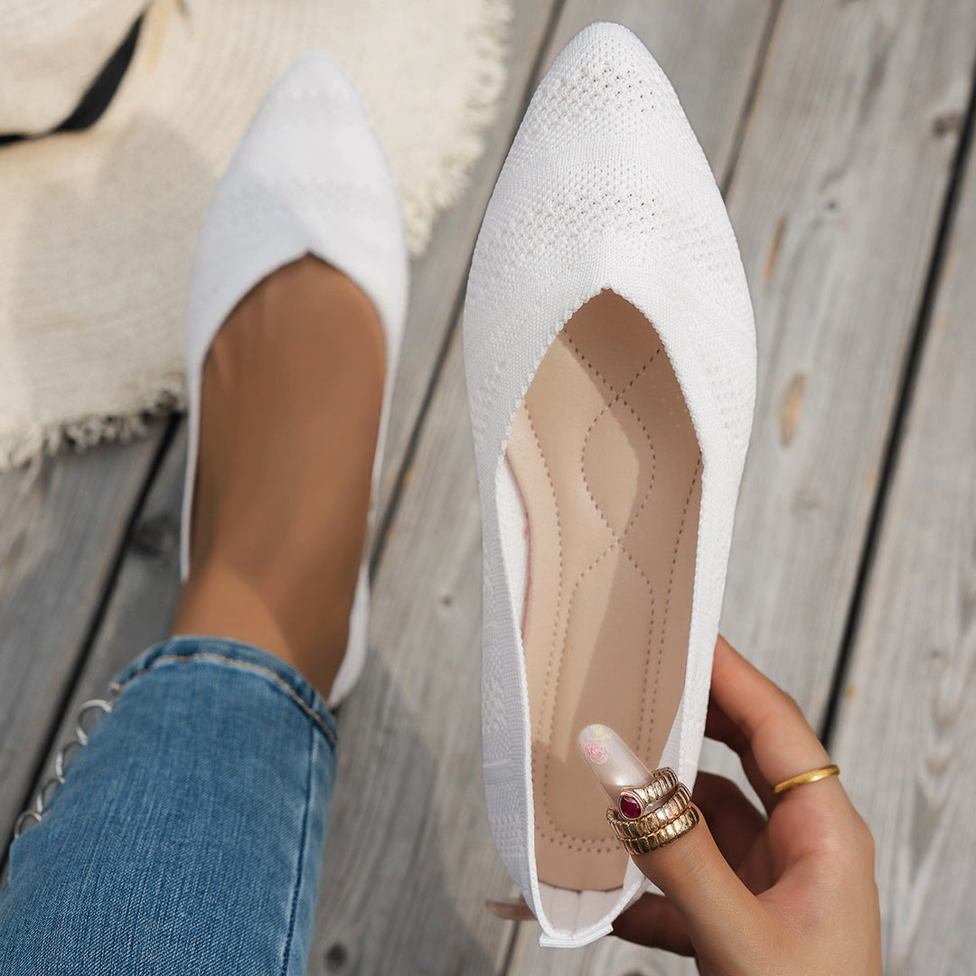 Damen elegante Ballerinas mit atmungsaktivem Strickdesign