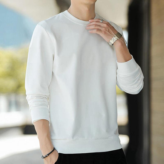 Herren Minimalistisches Baumwoll-Sweatshirt mit Rundhals und gerippten Bündchen Shop Nory
