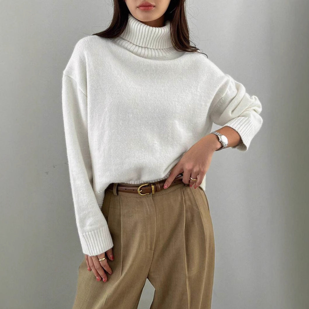 Damen Oversize Rollkragen-Feinstrickpullover mit Raglanärmeln und seitlichen Schlitzen Shop Nory